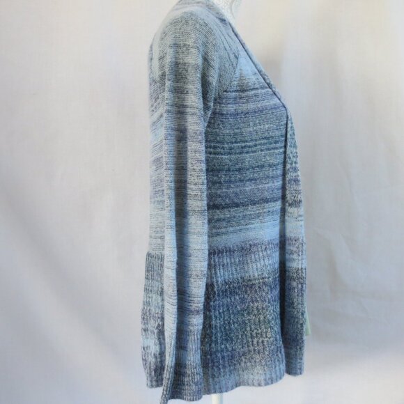 New Sonoma Sweater Costal Blue Striped Lightweight Cotton Open Cardigan Size SP - Picture 8 of 16